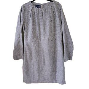 Johnnie-O retro look pintuck front LS houndstooth gray lined silk mini dress XXL